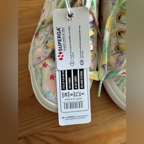 NWT SUPERGA x LoveShackFancy Pastel Canvas Sneakers Size 8 - Picture 7 of 10